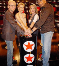 Die Popstars-Jury (v.l.Dieter Falk, DJ Marusha, Jane Comerford, Detlef "D" Soost)
